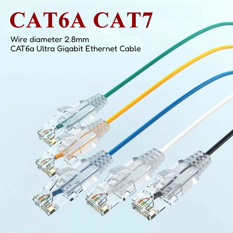 Gigabit RJ45 CAT7/CAT6A Ultra Fine Network Wire Jumper Ethernet Broadband Connection Line Computer High Speed 8Pin Network Cable