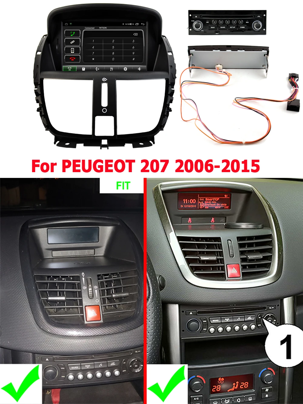 7'' Autoradio OEM Control Panel Car Radio Multimedia For PEUGEOT 207 2006 2007 2008 2009 2010 2011 2012 2013 2014 2015 GPS WIFI