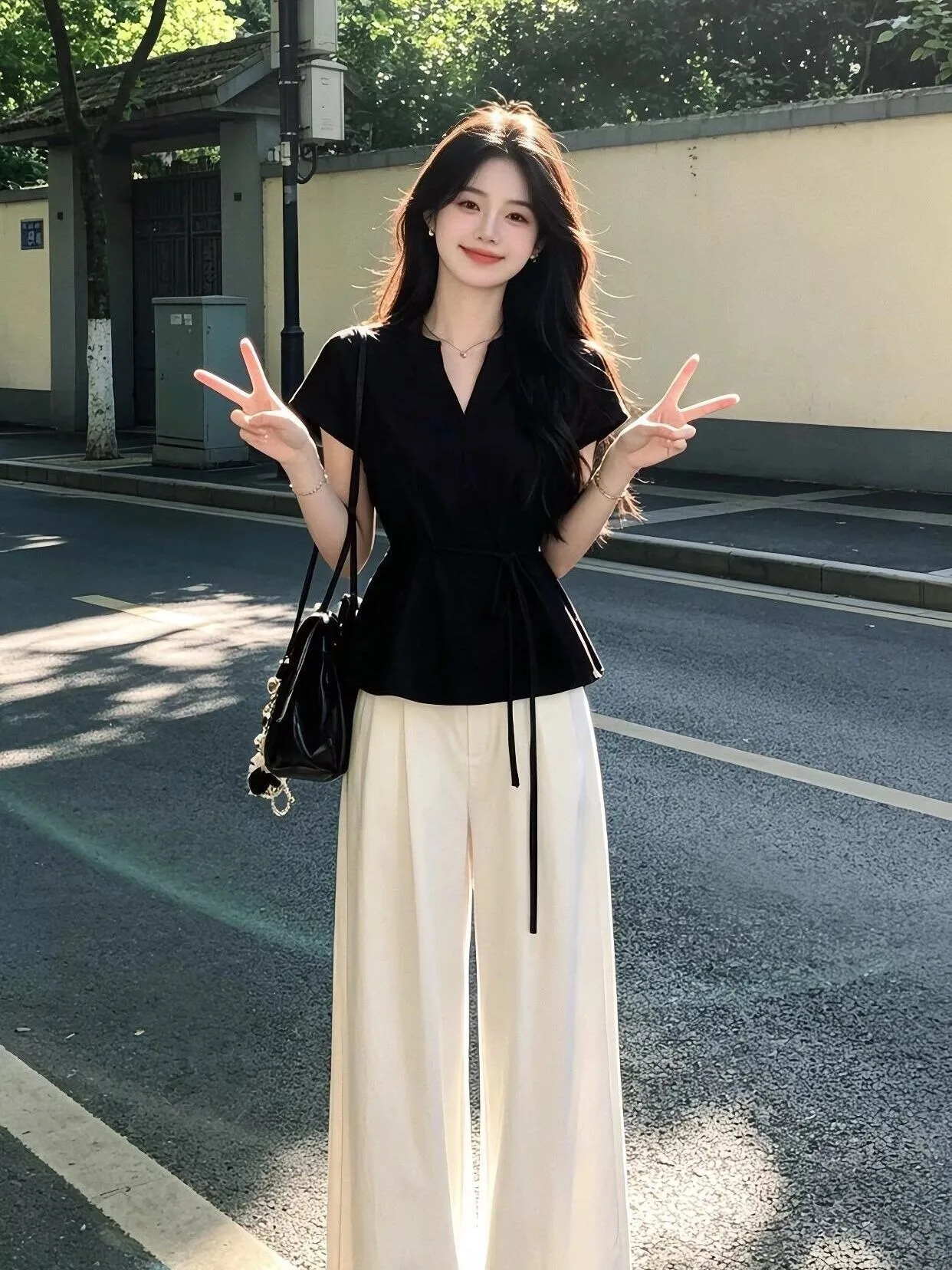 

Summer Short Sleeve T-Shirt And Wide Leg Pants Women's Two-Piece Set Stylish Versatile Casual Comfortable Fashionable 2026 Ne...