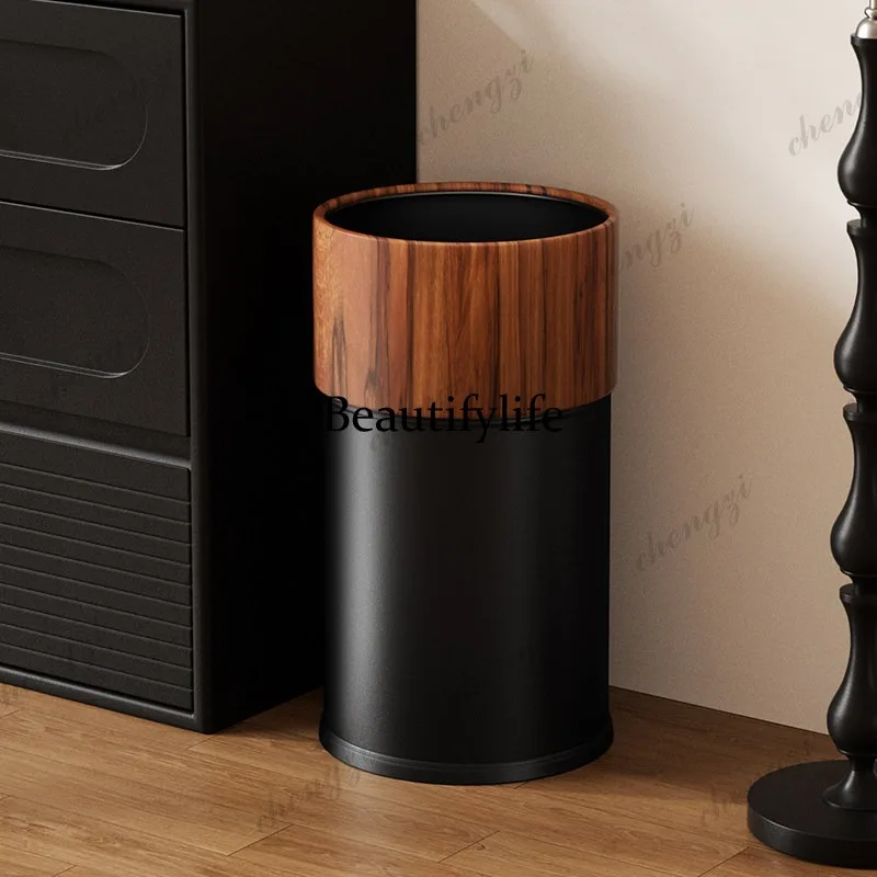 Retro trash can living room home bedroom kitchen antique light luxury bathroom large capacity new Chinese style