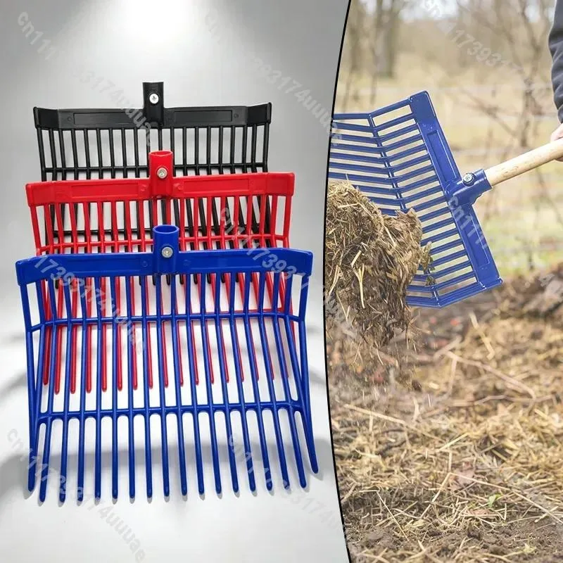 Heavy Duty Horse Manure Fork Large Stable Pitchfork Garden Rake Tool for Barn Cleaning Livestock Waste Removal