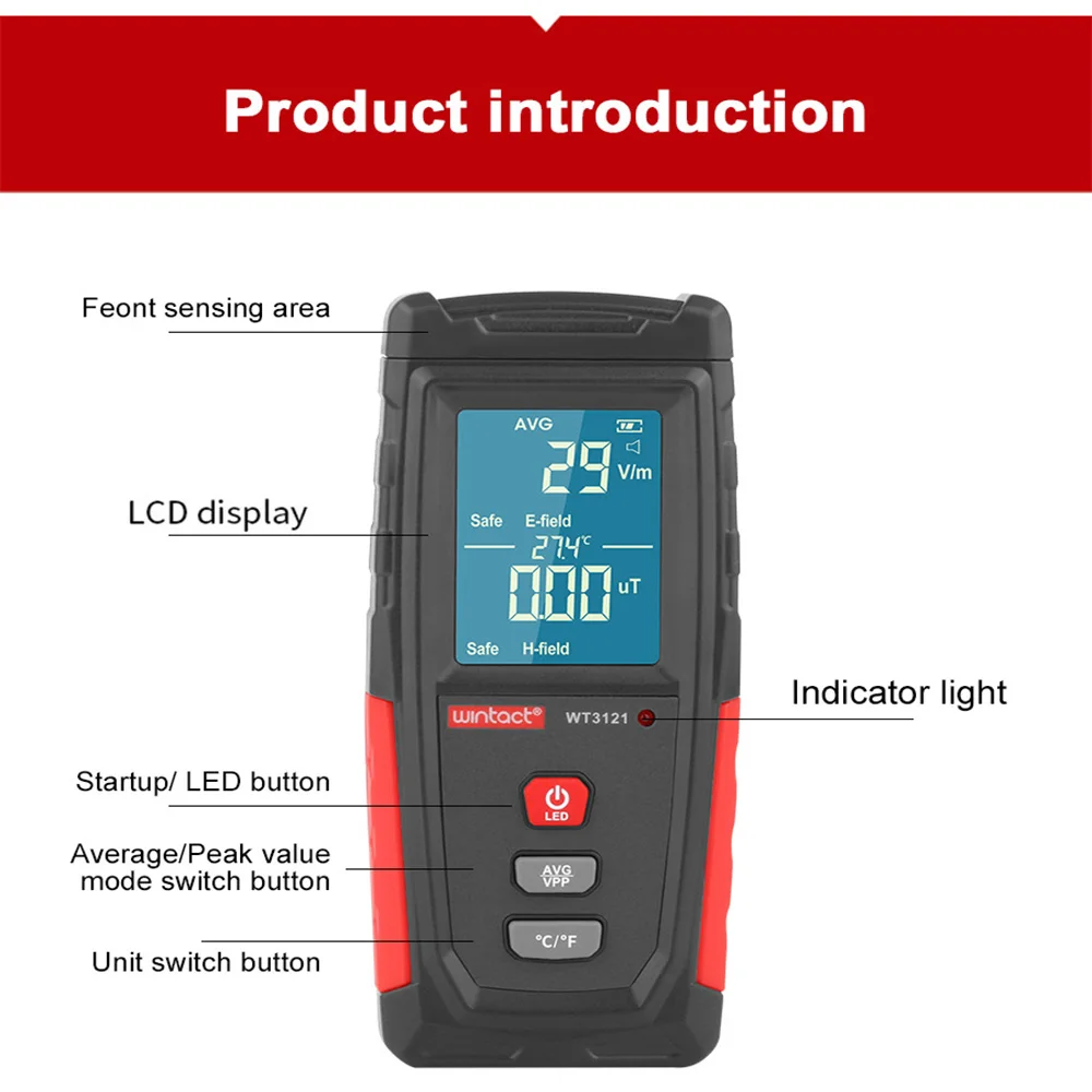 

Yimu WT3121 electromagnetic wave measuring instrument electromagnetic field double measuring mobile phone radiation monitor hous