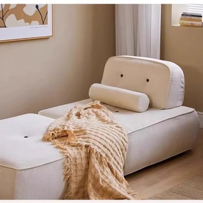 Cream wind tofu block bed and breakfast sofa small apartment Internet celebrity tatami corduroy living room without armrests