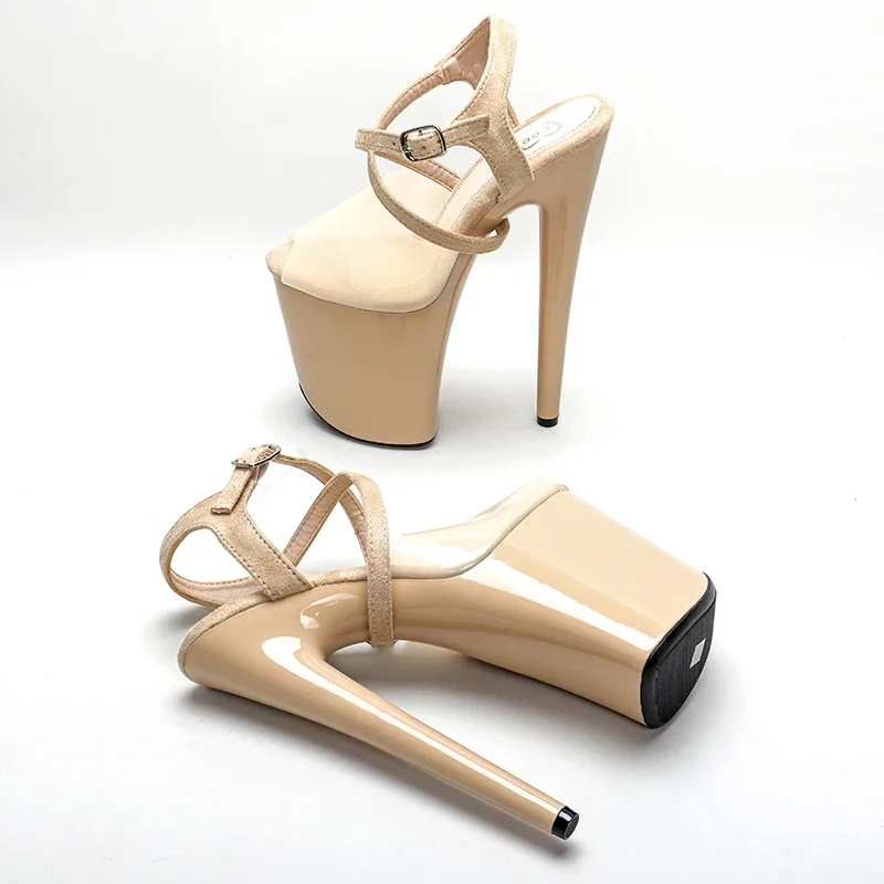 Leecabe  20CM/8inch  High Heel Sandals Platforms Party Shoes Sexy Pole Dance stripper heel  Hand made shoes