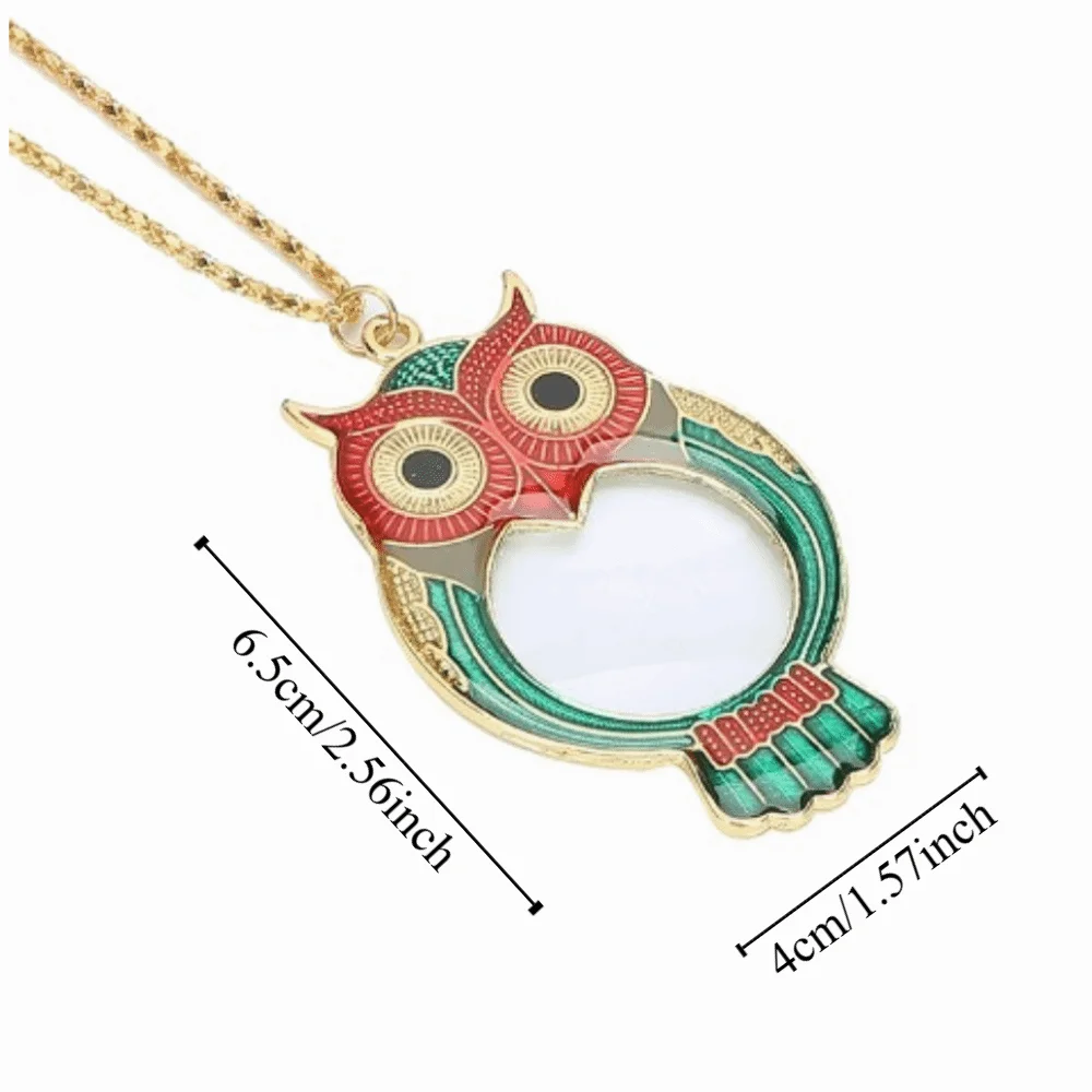 Cute Cute Owl Pattern Magnifying Glass Small Magnifying Glass Metal Reading Magnifier Green Owl Pattern Magnifier Reading Tool