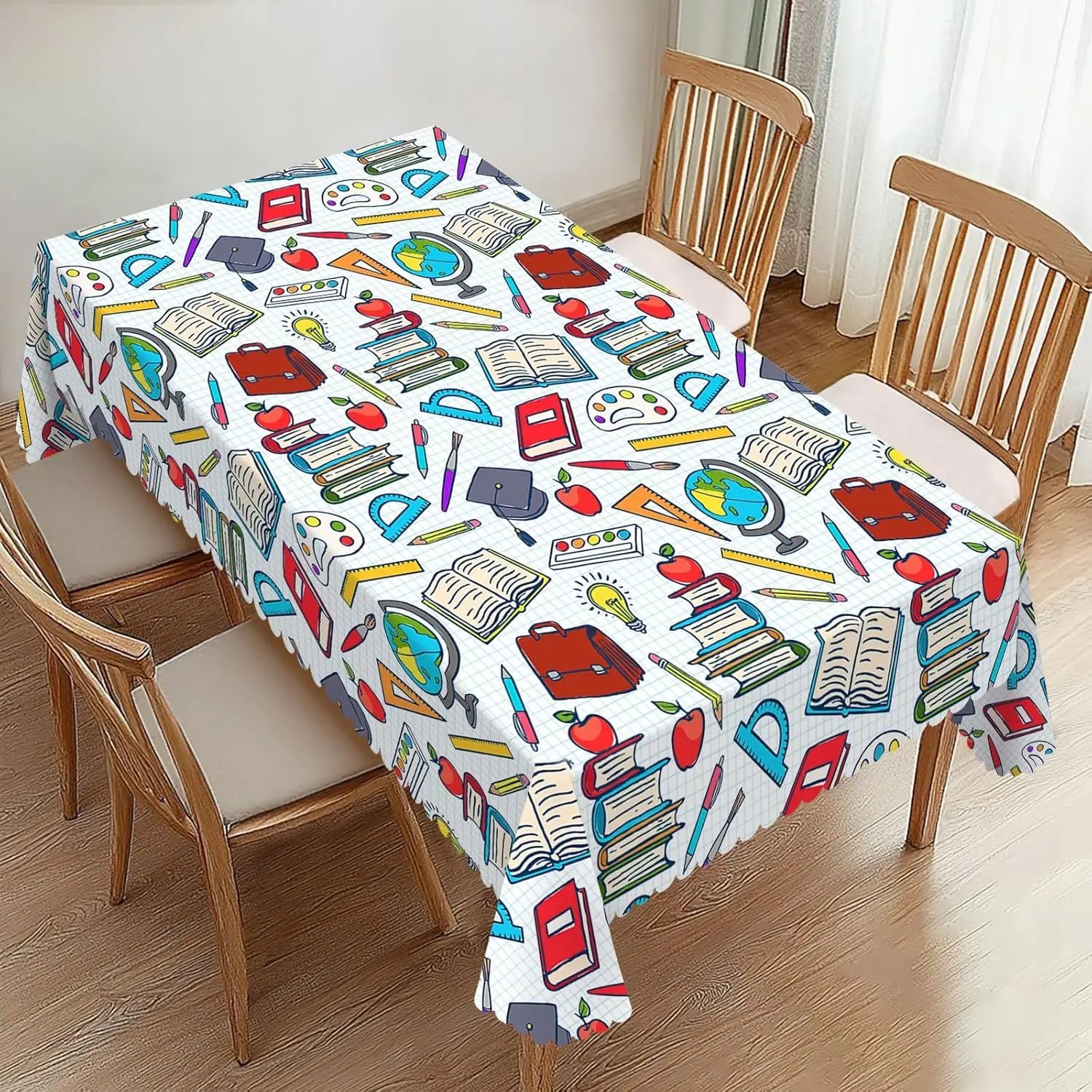 Science Elementary Theme Rectangle Tablecloths for Table Decor Washable Farmhouse Kitchen Dining Tablecloth Holiday Party Decor