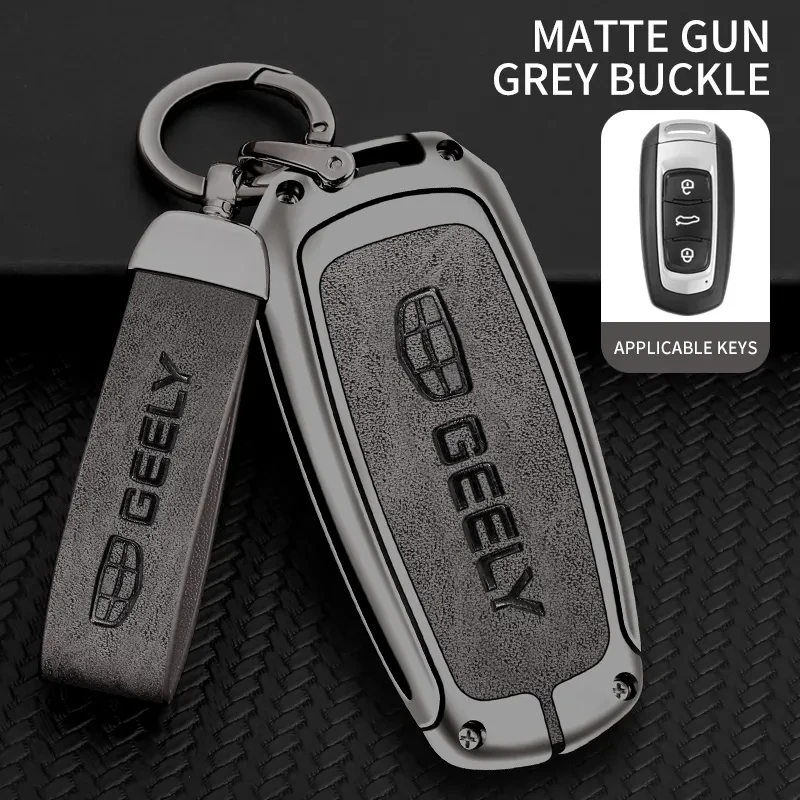 Car Key Case Shell Auto Emblem Keychain Ring For Geely Atlas Boyue NL3 X6 EX7 Emgrand X7 SUV GT GC9 GC6 Borui Coolray EC7 GX7