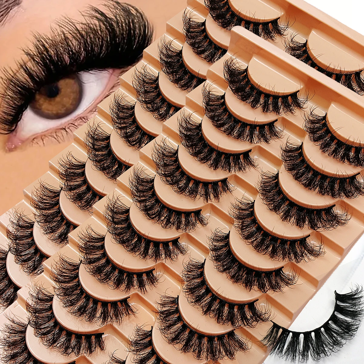 20 pares/2 pacote russo tira cílios dramáticos fofos cílios postiços falso vison fino olhar bagunçado cílios postiços