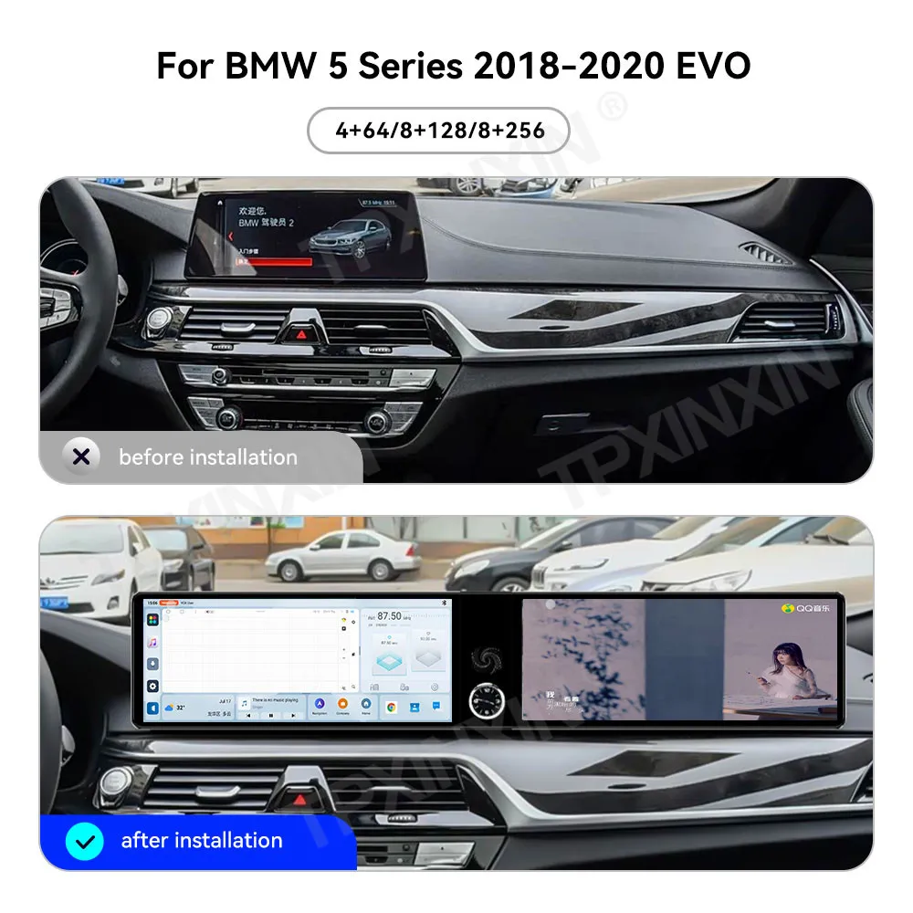 For BMW 5 Series 2018-2020 EVO Dual 12.3“ HD Android 13 CarPlay Car Radio GPS Navi Multimedia Player Stereo 4G SIM LTE Head Unit