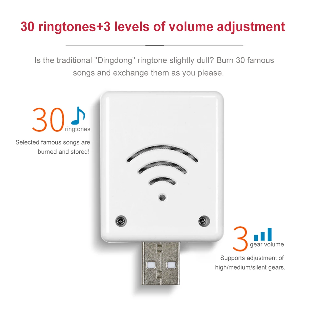 Pulsante di chiamata di emergenza USB segnale forte campanello per porta intelligente allarme a una chiave telecomando per campanello di emergenza Wireless per la casa