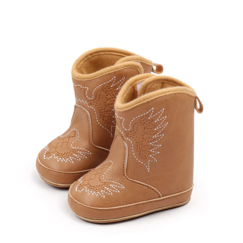 

Baby Boys Girls Winter Solid Color Toddler Boots Rubber Soft Bottom Boots Embroidered Printed Baby Boots