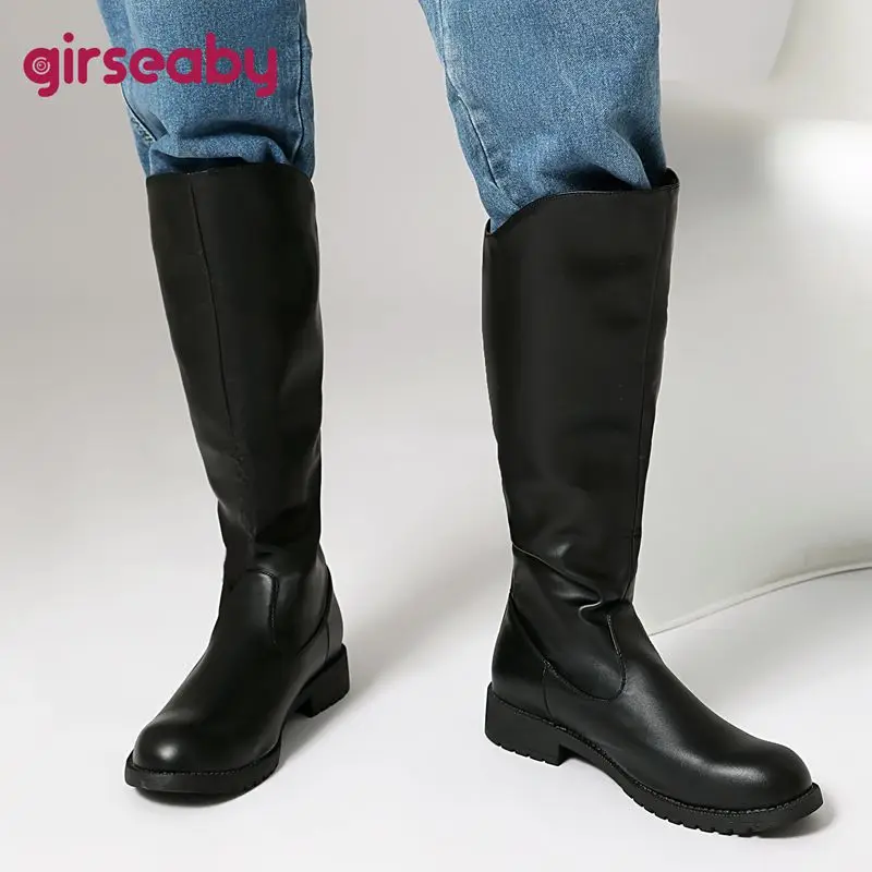 

Брендовые винтажные мужские ботинки для верховой езды с круглым носком на толстом каблуке 3 см на молнии, большой размер 47 48 49 50 для отдыха, ежедневные до колена Bota