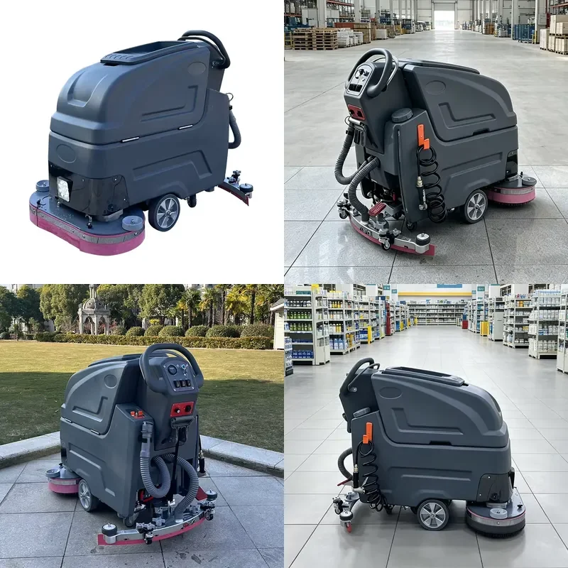 for B-RX680 Hand Push Scrubber Self-propelled Industrial Cleaner with Double Disc Brush and High Pressure Water Gun