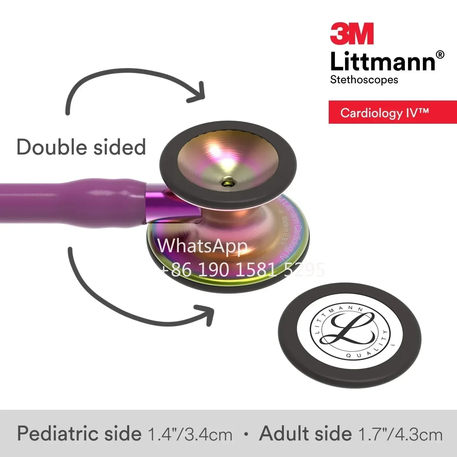 6205 3M Littmann Cardiology IV Stethoscope, 6205, plum tube, rainbow chestpiece violet stem