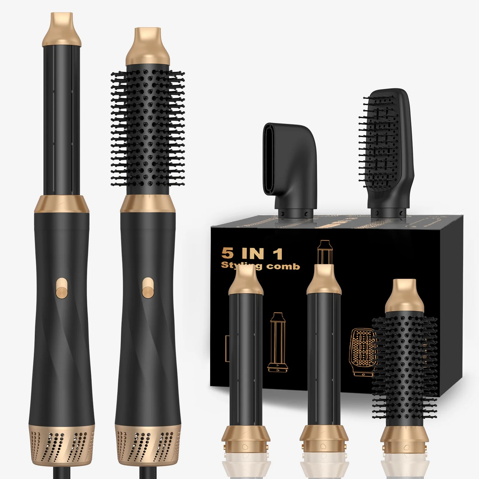 

Мультистайлер для волос 5 в 1, набор кистей с горячим воздухом, высокоскоростной фен с отрицательными ионами, автоматическая завивка волос