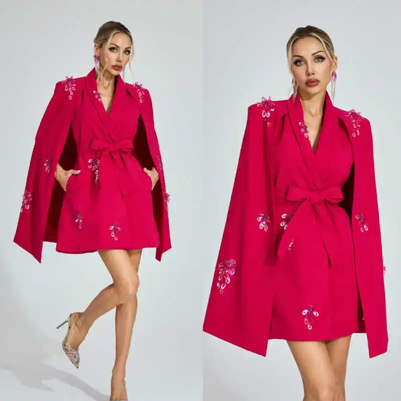 Customized Luxury V Neck Women Suits 2 Piece Set Single Breasted Simple Beads Notched Lapel Plus Size Women Blazer