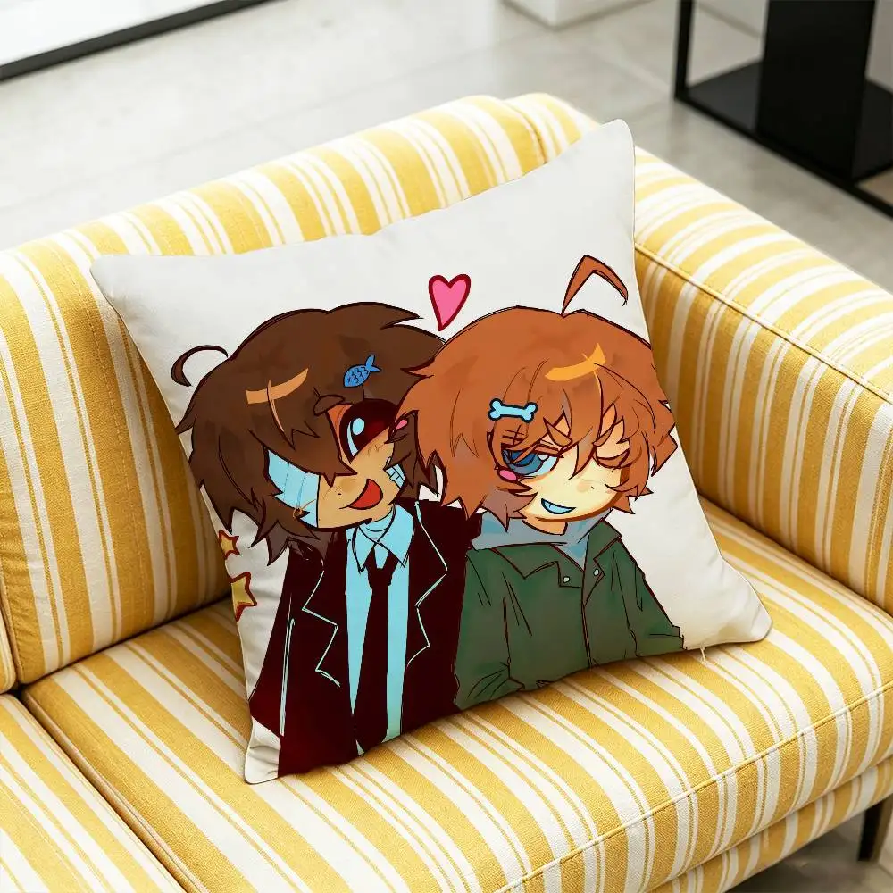 For Soukoku Dazai Chuuya Bungo Stray Dogs Throw Pillow Cover Case Custom Gift Decorative Pillowcase Accent Cushion Covers