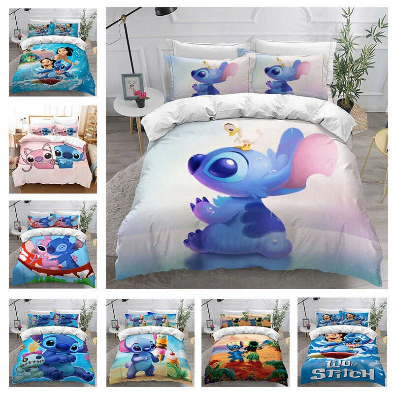 Duvet Cover Pillowcase Set Lilo & Stitch Bedding Set Kids 3D Stitch Single Double Large King Size Home Room Bedroom Decor Gift