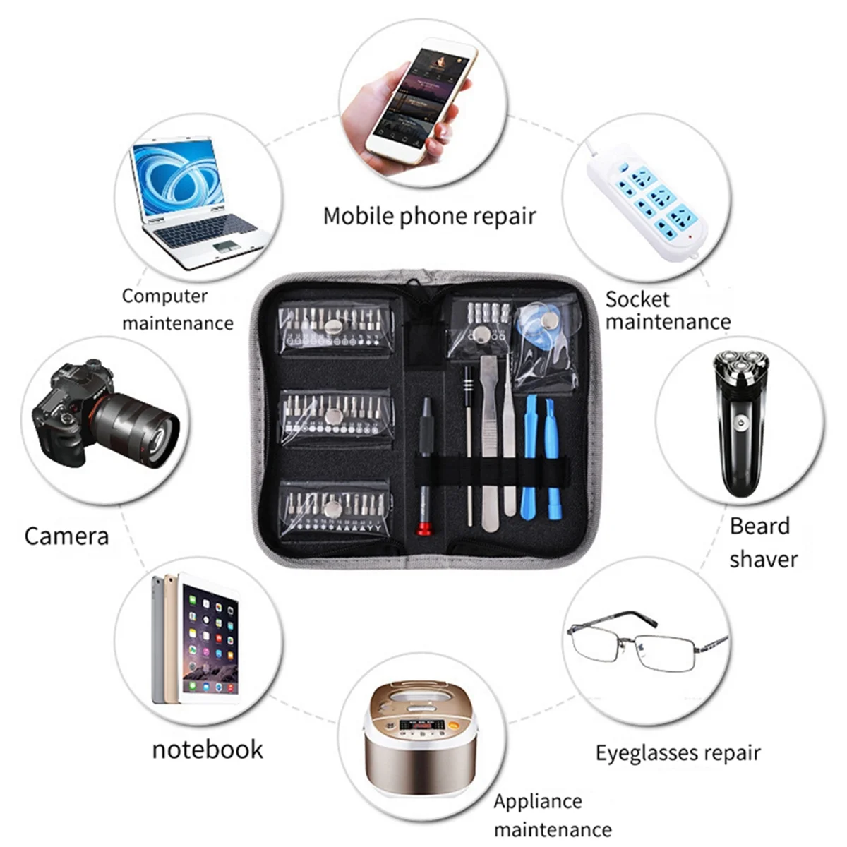 A95G 49 Pieces of Mobile Phone Maintenance Tool Set-Flower-Shaped Triangular Precision Screwdriver Set