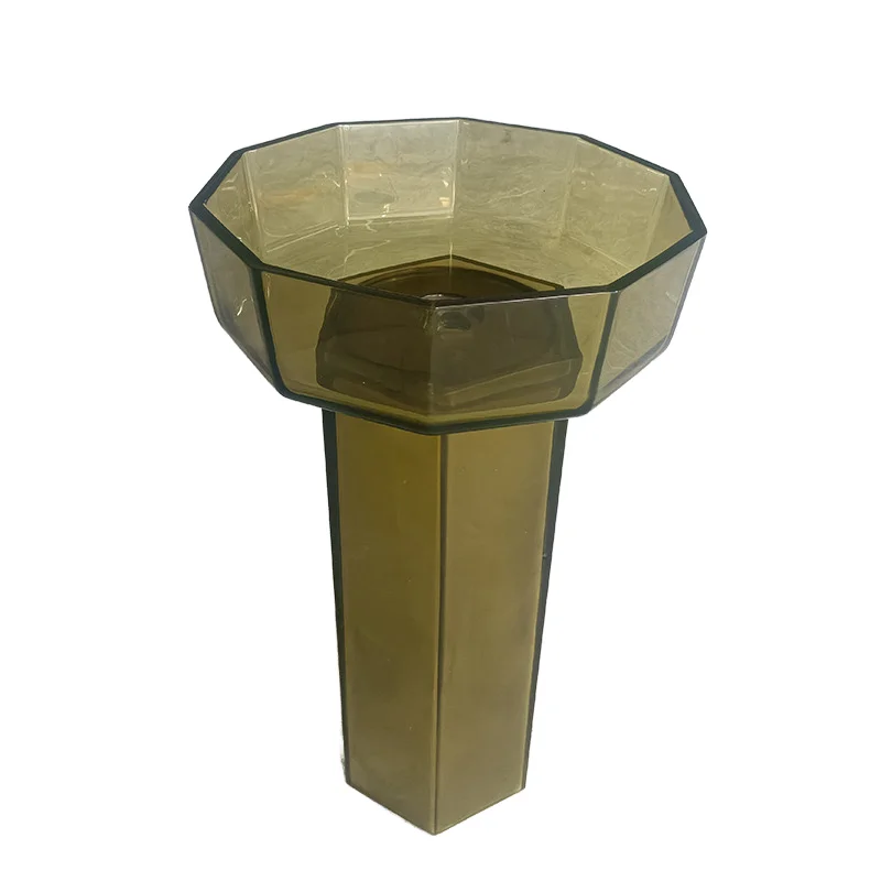 Design transparent resin freestanding base basin round cylindrical column with drain attachment