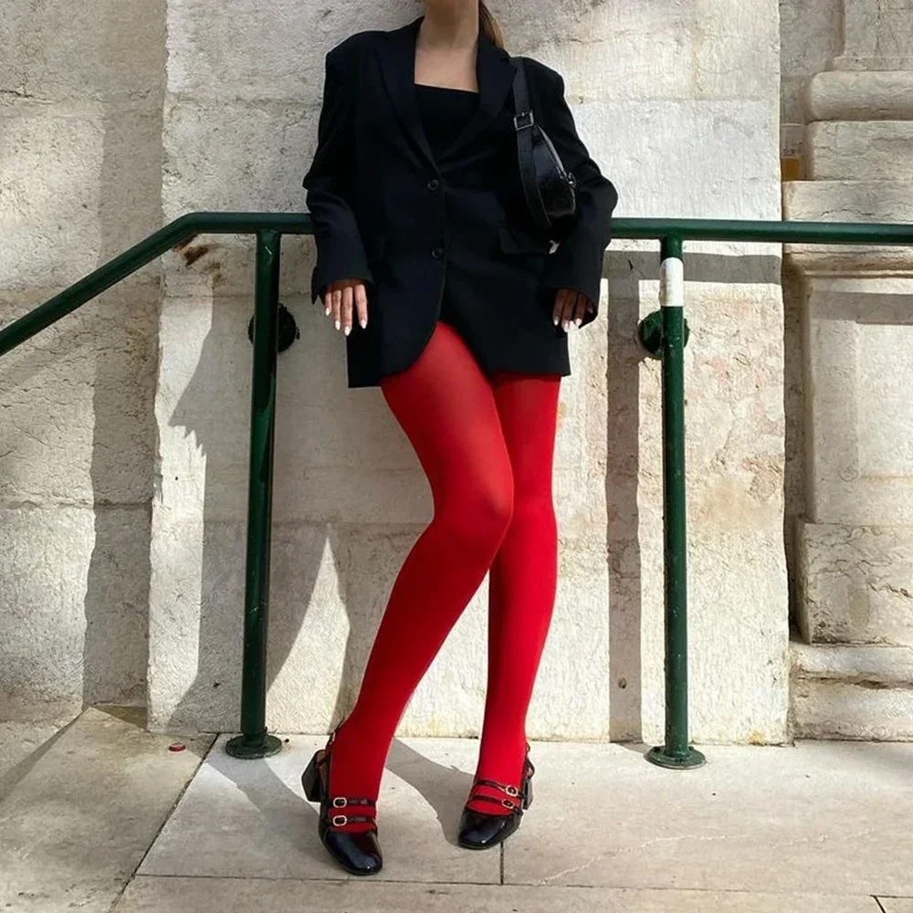 Herbst Koreanische Ins Warme Rote Strumpfhosen Engen Samt Dünne Dessous Strumpfhosen Spitze Leggings Socken Gothic Party Kleidung Zubehör
