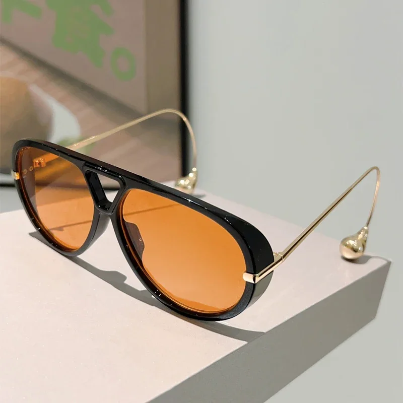 GM LUMIAS Oversized Pilot Zonnebril Nieuw in Mode Dubbele Brug Gradiënt Zonnebril Dames Trendy Luxe Merk Design Shades