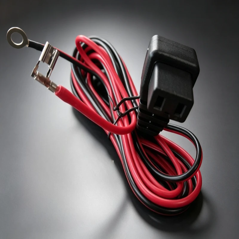 12‑24V 12AWG Car Fridge Power Cable 10A Inline Fuse M8 Eyelet 6.3mm Flag Spade for Auto Electrical Wiring Refit
