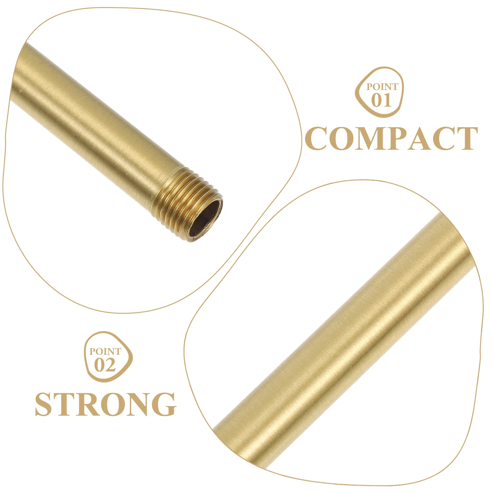 Long Brass Nipple Pipe Polished Brass Threaded Rod M10 300mm Durable Lamp Fixture Connector for DIY Lighting Projects Lighting