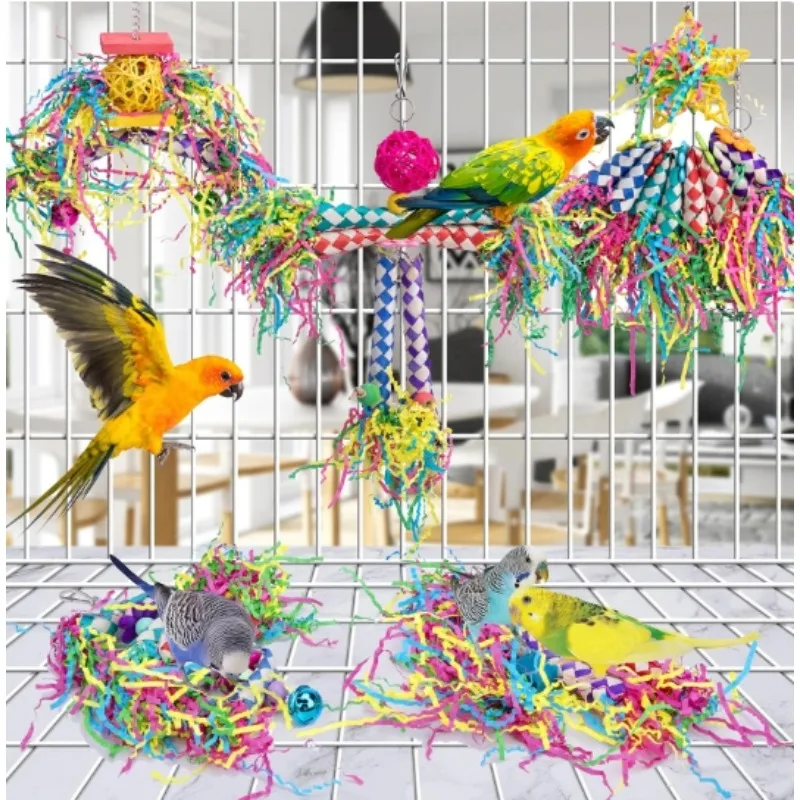 5-piece Parrot Toy Biting Toy Drawing Toy Finger Set Sichuan Pepper Wood Paper Silk Weaving Tube Toy Set