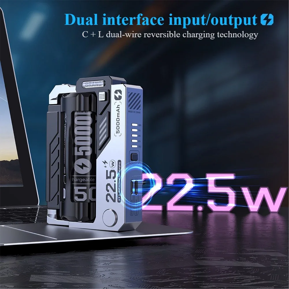 

Съемный портативный внешний аккумулятор емкостью 5000 мАч, 22,5 Вт, зажим для быстрой зарядки на аккумуляторе, подходит для всех серий Apple