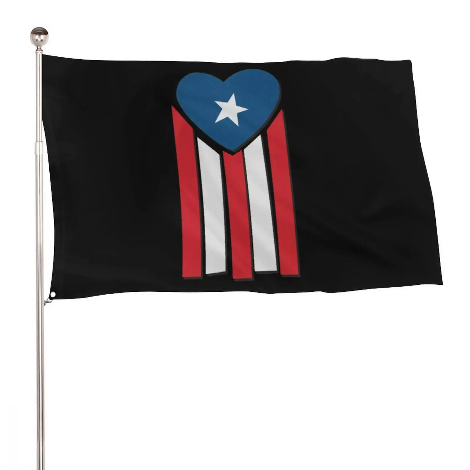 Flagnshow 100% Polyester Puerto Rican Flag with Heart Welcome Flag