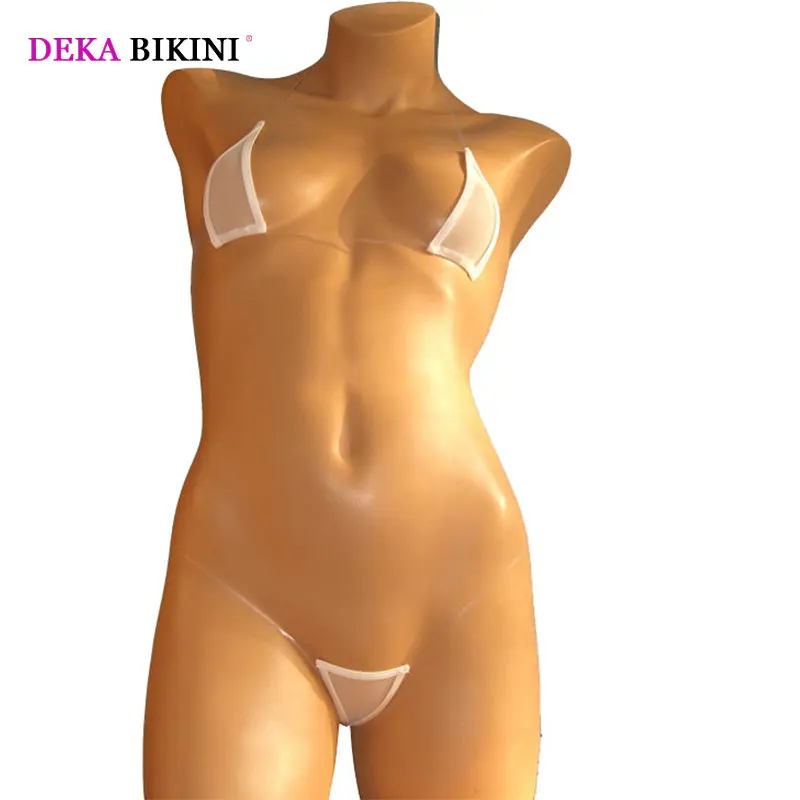 DEKA-Micro Bikini Set for Women Neon Halter Swimwear Tansparent Strap Push Up Brazilian Latex Bikinis Sunmmer Sexy