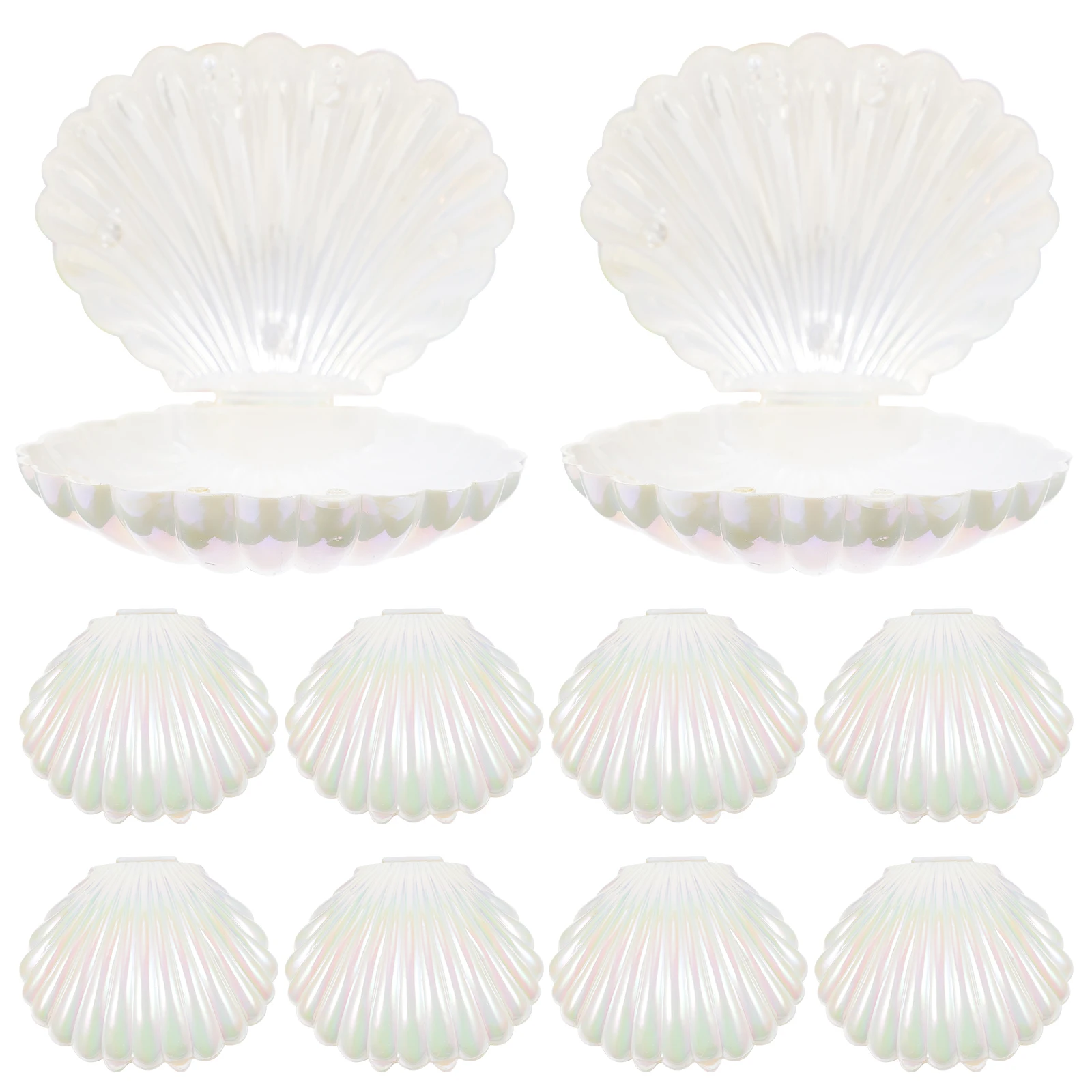 10pcs Plastic Shell Candy Seashells Candy Holderes Biscuit Treats Holder MakeUp Small Boxes For Iridescent Candy Boxess Storage