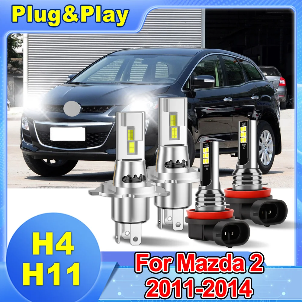 

For Mazda 2 2011-2014 H4 200W LED Headlight Bulbs Kit High Low Beam H11 Fog Light Conversion Kit for Enhanced Visibility