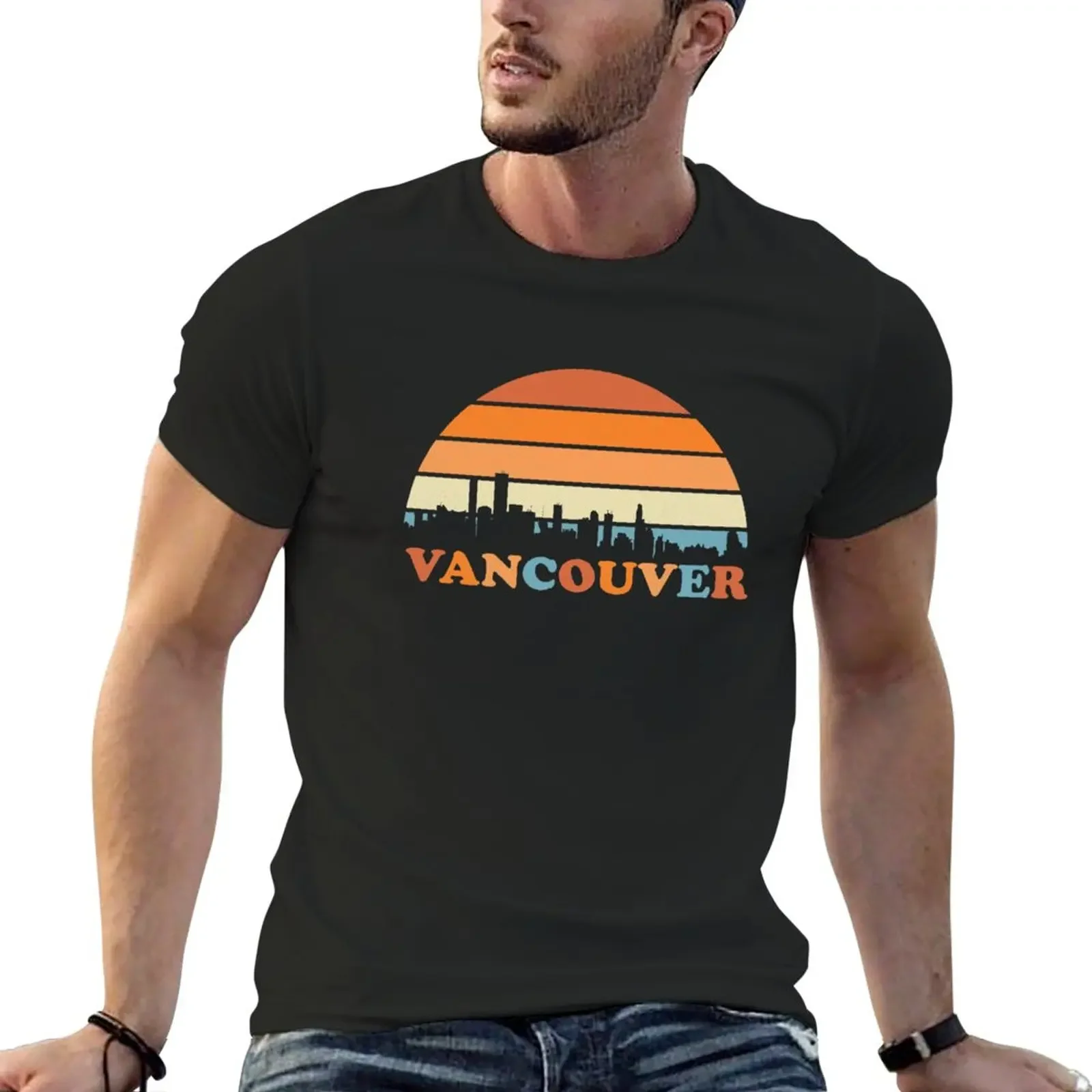 

Vancouver retro vibe T-Shirt summer top vintage clothes shirts graphic tees T-shirts for men cotton
