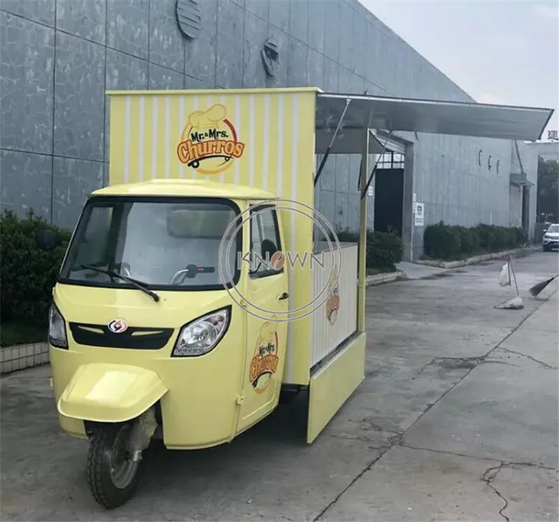 Electric Tricycle 3 Wheels Mobile Piaggio Ape Fast Food Food Cart For Ice Cream Sale