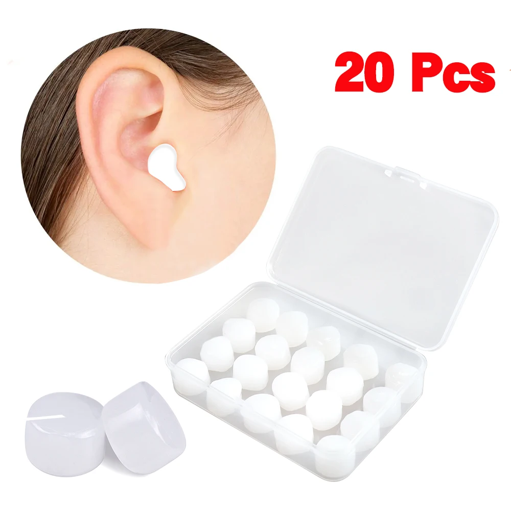 

20Pcs Sleeping Silicone Ear Plugs Swimming Plugs Sound Insulation Ear Protection Earplugs Anti Noise Snoring For Noise Reduction
