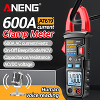 Clamp Meter Voice Multimeter ANENG AT619 Digital 600A Current Plier Ammeter Amp Voltmeter Hz Capacitance Ohm NCV Electrical Tool