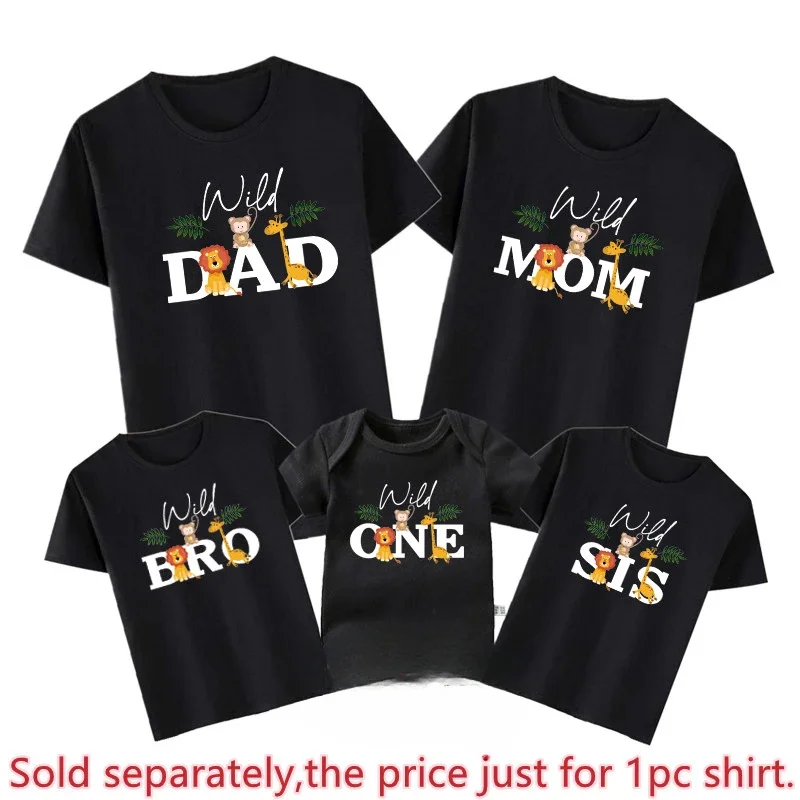 Family Matching Zoo Animal Party Birthday Tshirt Wild One Clothes Kids Boy Shirt Party Girls TShirt Children Outfit