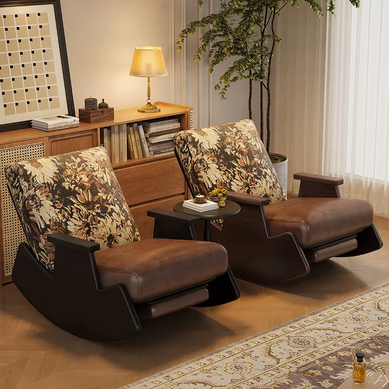 

Living room furniture Lazy sofa Adult rocking chair Solid wood recliner Single leisure sofa