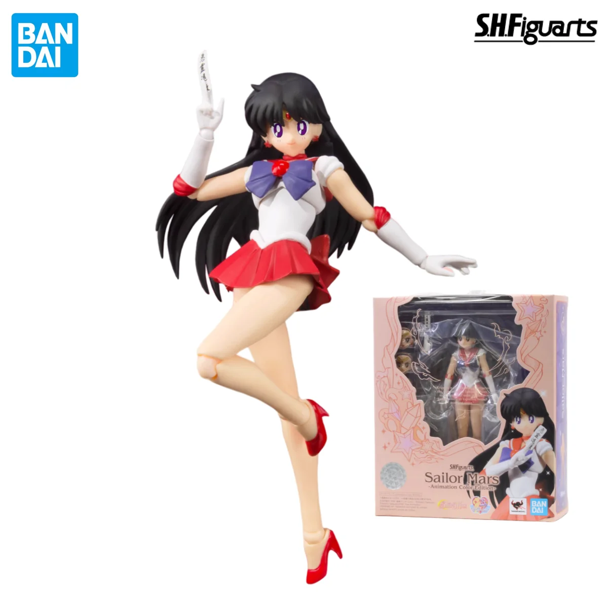 

BANDAI S.H.Figuarts Original SAILOR MOON Hino Rei Sailor Mars Animation Color Edition Action Figure Birthday Present Toy Gift