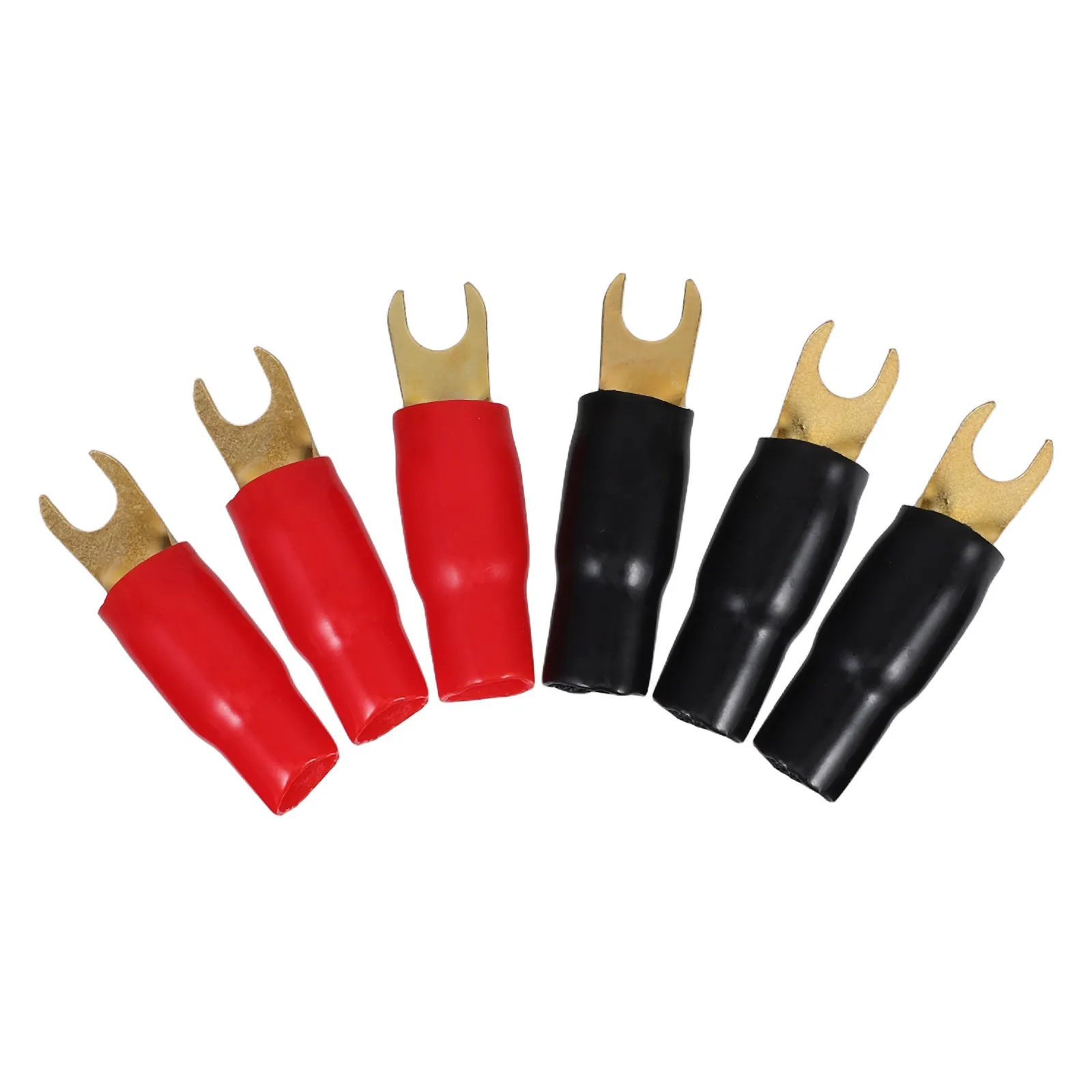

3 Pairs 0Ga Terminal Terminals 0ga Spade Connectors Gold Plated Copper Speaker Wire Fork Barrier Safer Alternative