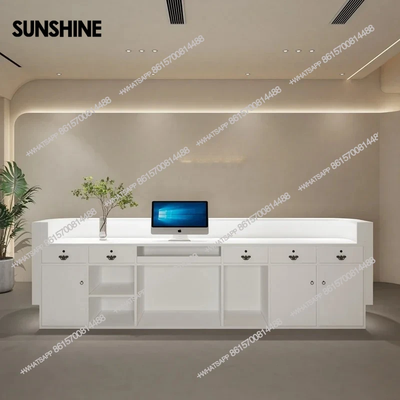 Light luxury beauty salon reception desk health center clothing checkout page paint company hotel front desk