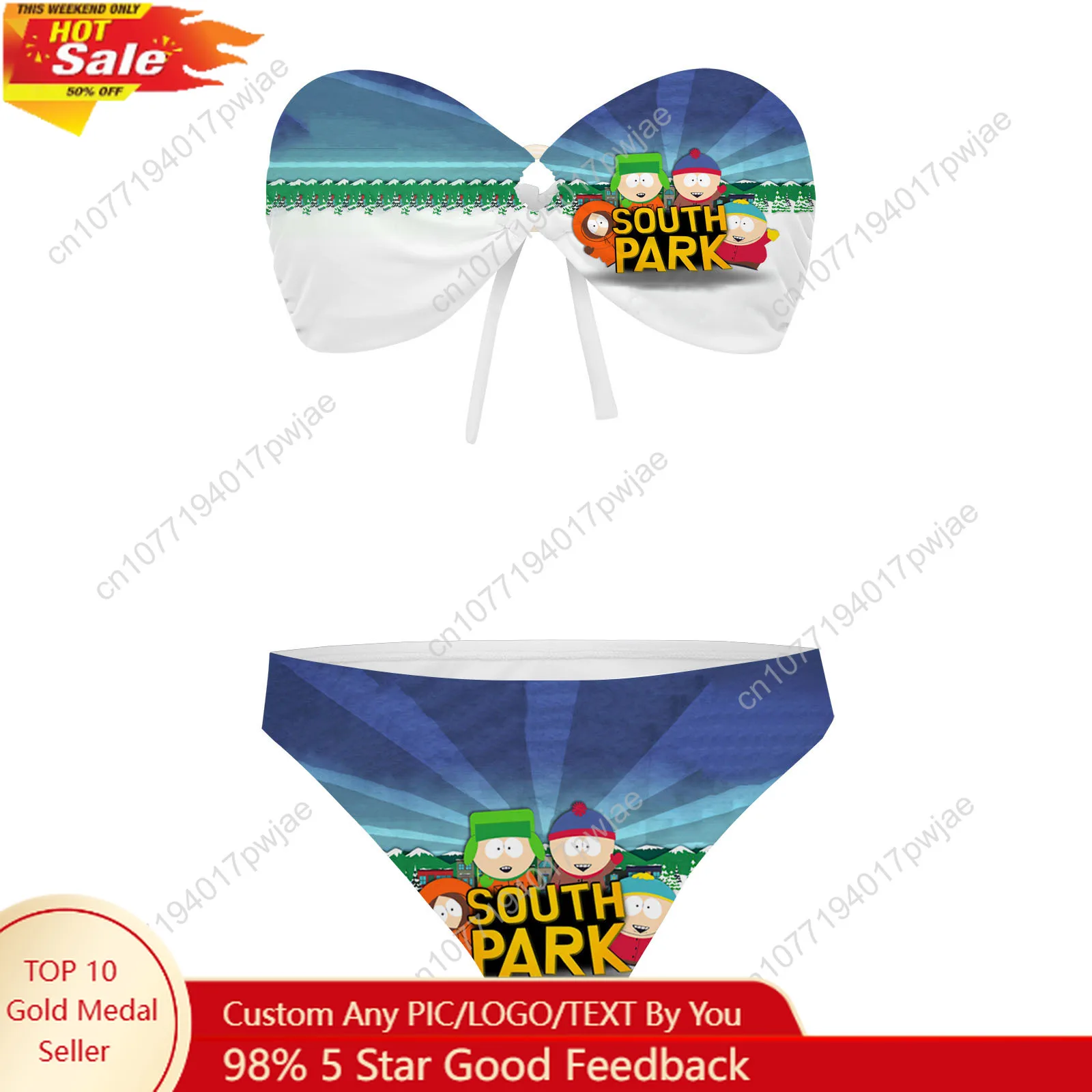 

South Park Strapless Swimsuit Bikini Womens Bathing Suits Fashion Swimwear Pool Party Beach Sexy Bikini Customize Beachwear