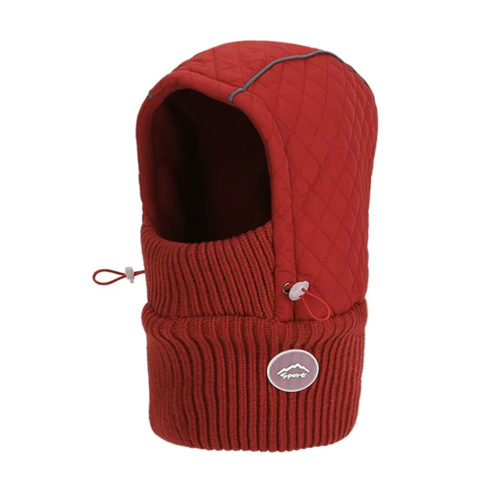 Thick Lined Balaclava Hat Mask Knit Breathable Fabric Knitted Face Mask Scarf Neck Scarf Integration Unisex Fit