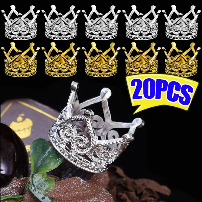 20/1 stks Mini Gouden Zilveren Plastic Kroon voor Craft Decor Cake Decor Prinses Koningin Kroon Huishoudelijke Party Bruiloft Parel Kroon