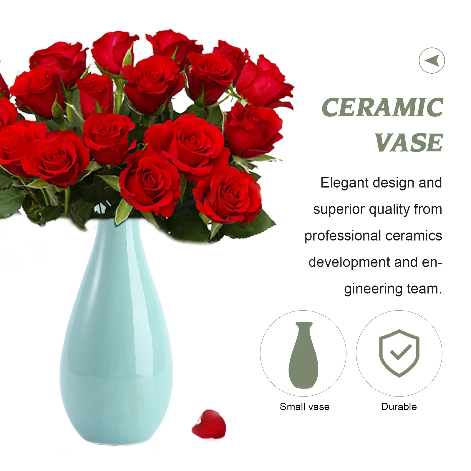 

Ceramic Small Vase 25Cm Bottom Diameter Blue Desktop Flower Vase for Home Office Decorative Centerpiece Modern Minimalist Design