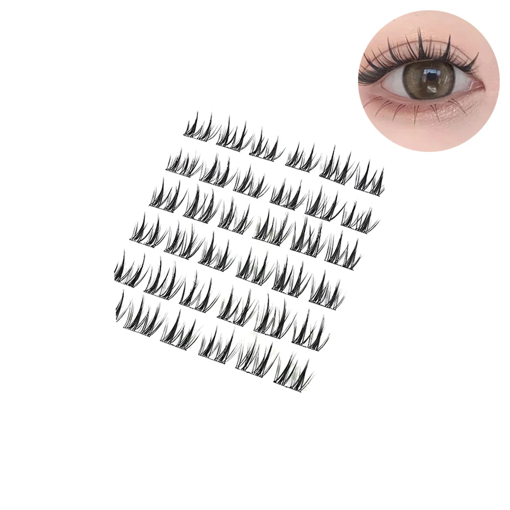 Press on Self Adhesive Cluster Lashes Natural Look Reusable Segmented Eyelashes Black Handmade