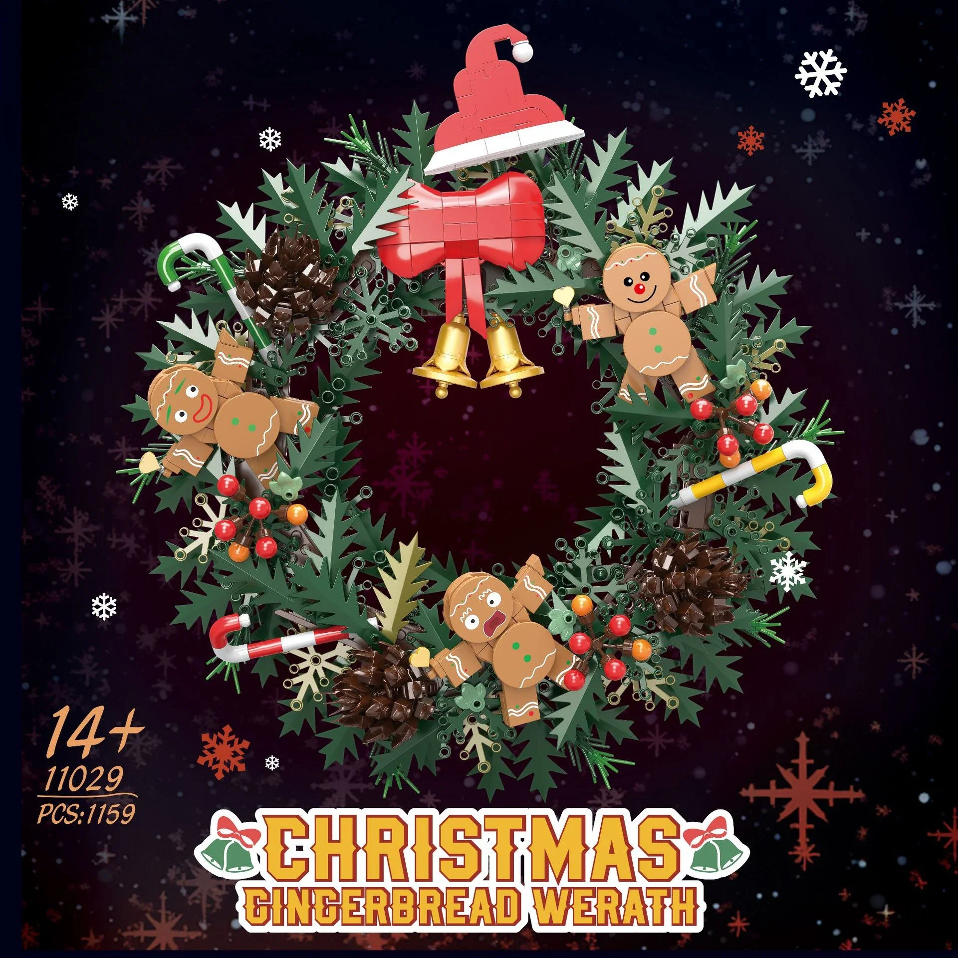 MOC Christmas Wreath  Model Building Blocks Set Eucalyptus Wreath Decorated House Bricks Puzzle DIY Toys Children Holiday Gifts