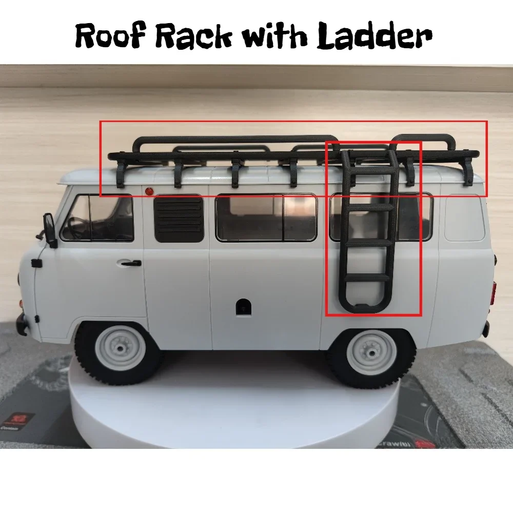 RC Crawler Accessory PLA 3D Printed Roof Luggage Rack with Ladder for WPL C104 1/12 Scale custom size Non Destructive Mount Part - view 4